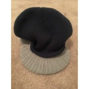 Men's Adult Acrylic Black Gray Bib Toboggan Hat Winter